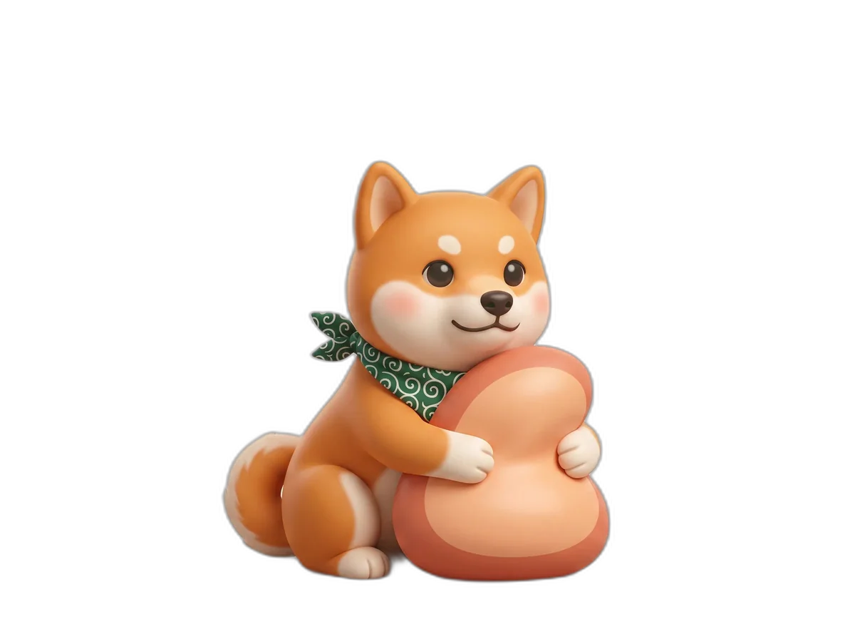 お腹を抱えるHaratomoの柴犬キャラクター